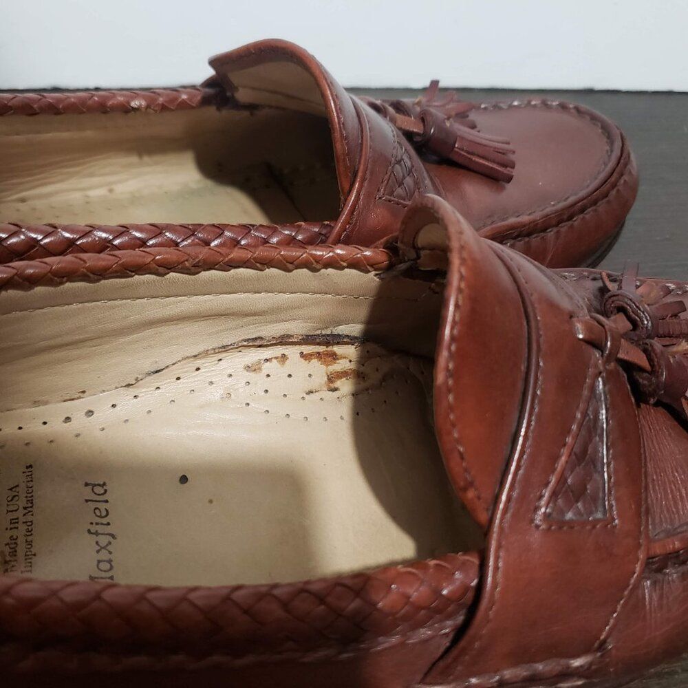 Allen Edmonds Maxfield 6203 Brown Leather Dress Loafers Tassel USA Made 10D - Picture 5 of 14